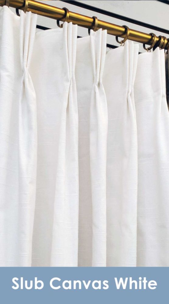 Express Drapes in Cotton Slub Canvas Fabric in White (1 Pair / 2 Panels)