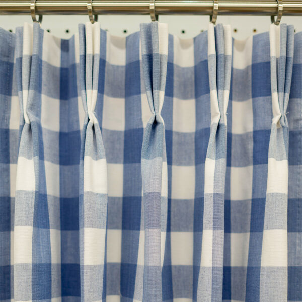 Classic Custom Drapes In Lyme Plaid In French Blue (1 Pair / 2 Panels)