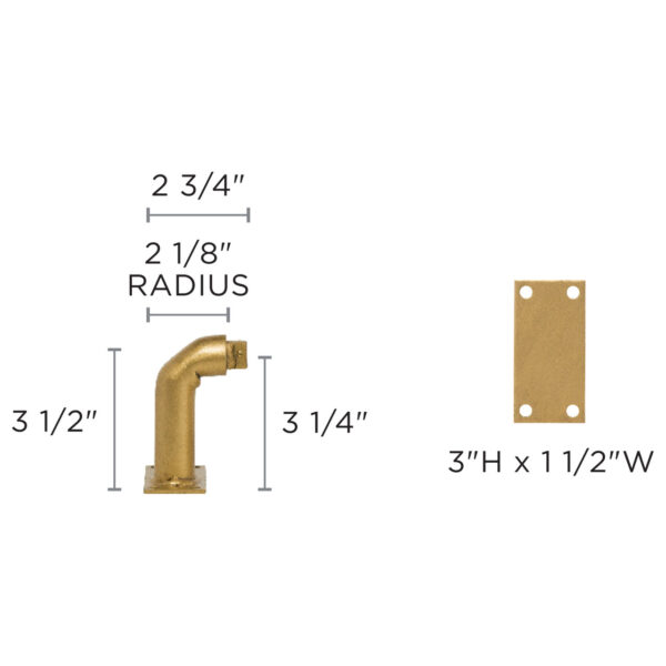 Quick-Ship Hardware - Radius 3 1/4 in. French Return Bracket Set for 1 in. Zip Rod - Antique Gold