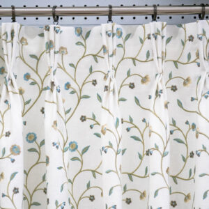 Classic Custom Drapes in Ringbearer Cornflower Embroidered Fabric (1 Pair / 2 Panels)