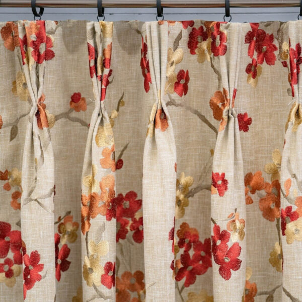 Classic Custom Drapes in Lilikoi Garden Embroidered Fabric (1 Pair / 2 Panels)