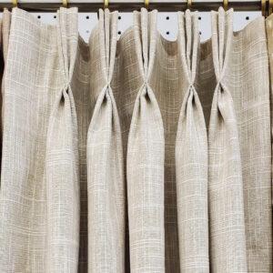 Classic Custom Drapes in Tingly Bamboo, Slubby Textured Fabric in Taupe (1 Pair / 2 Panels)